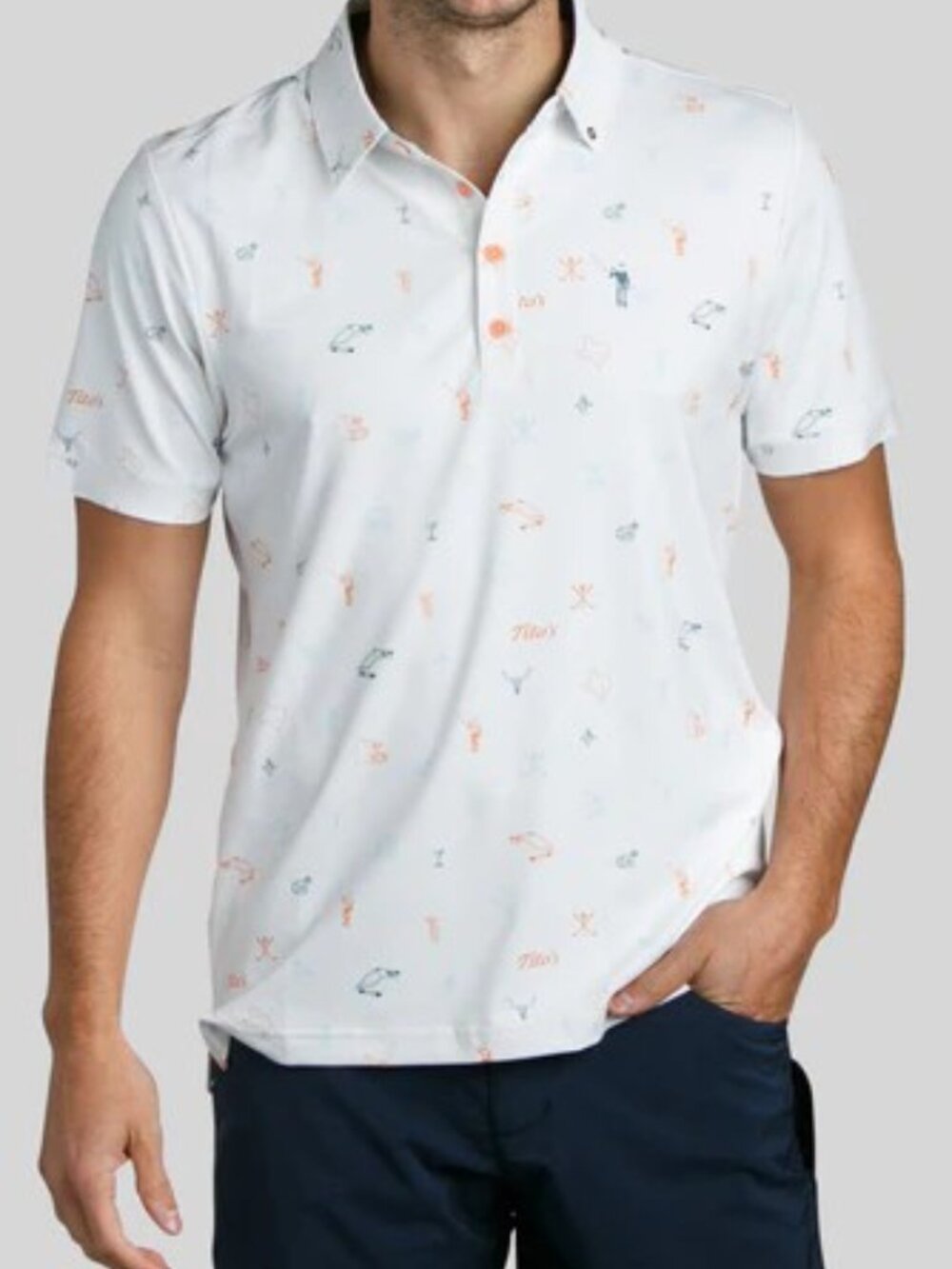 William Murray x Tito's Men's Texas Icons Golf Polo Shirt in White Sz M Summer
